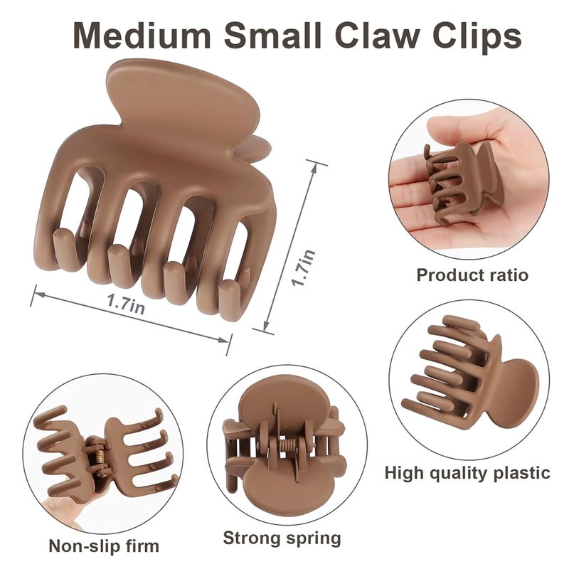 USDNICE 6 Pcs Hair Clips Small Claw Clips for Thin Hair Medium Matte Non-slip Hair Accessories for Women and Girls (Coffee Brown) - Image 3